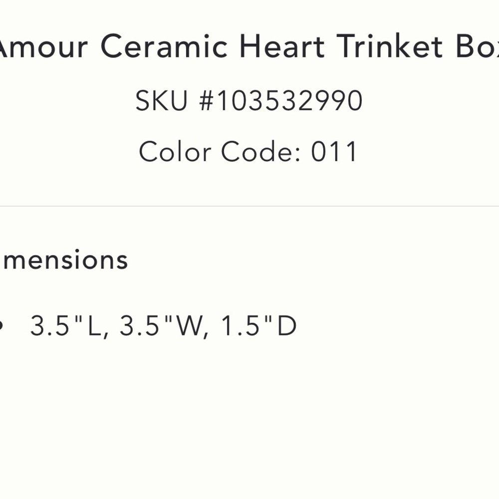 New! NWT Anthropologie Amour Ceramic Heart Trinket Box - Picture 4 of 7